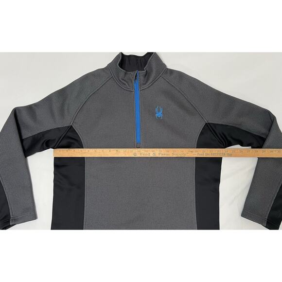 Spyder Gait Knit Sweater Men's XL Gray Black Blue Long Sleeve 1/4 Zip Polyester - Picture 7 of 10